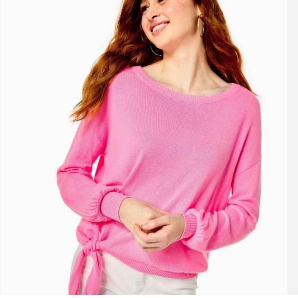 Pink Tie-Front Sweater